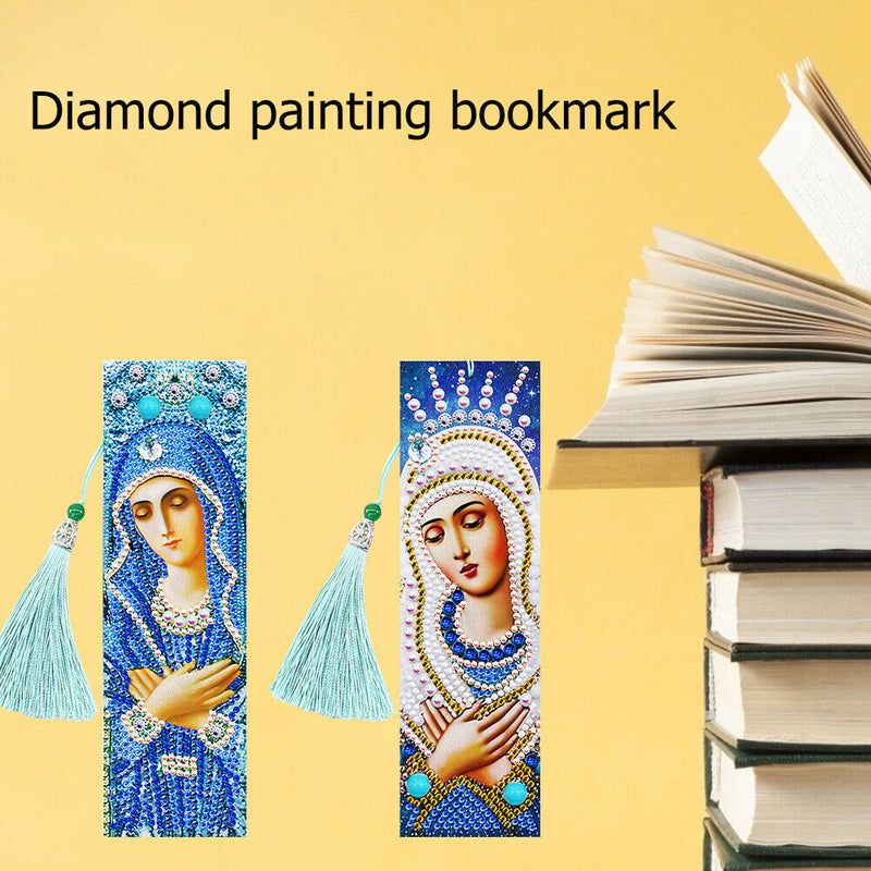 2x 5D DIY Diamond Painting Leather Bookmarks Goddess Cross Stitch Page Marker