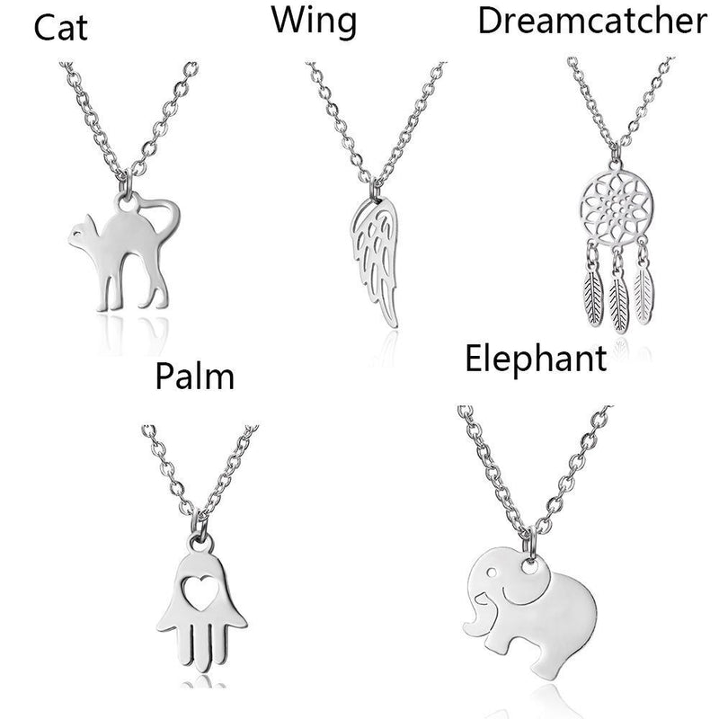 With Chain Stainless Steel Necklace Animals Cats and Elephants Necklace Pendant