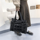 Retro Quilted Lattice Large Shoulder Bag Women Solid Color Nylon Shopping Bags