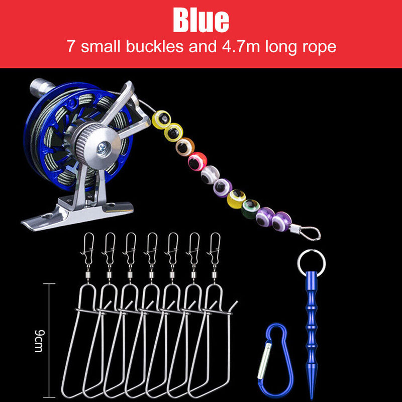 7pcs Stainless Steel Live Fish Lock Buckle with Reel Tackle Tools (Blue) Newly