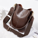 Retro Crocodile PU Leather Women Shoulder Bags Solid Messenger Bucket Handbags