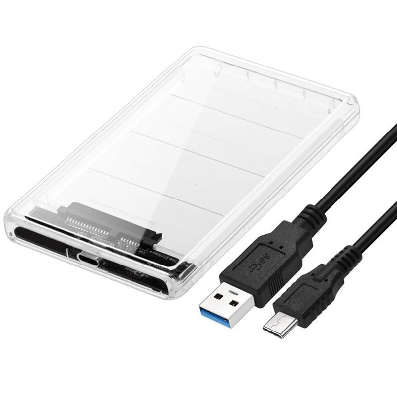 2.5 inch Transparent Hard Disk Case USB Type-C to SATA HDD SSD Mobile Enclosure