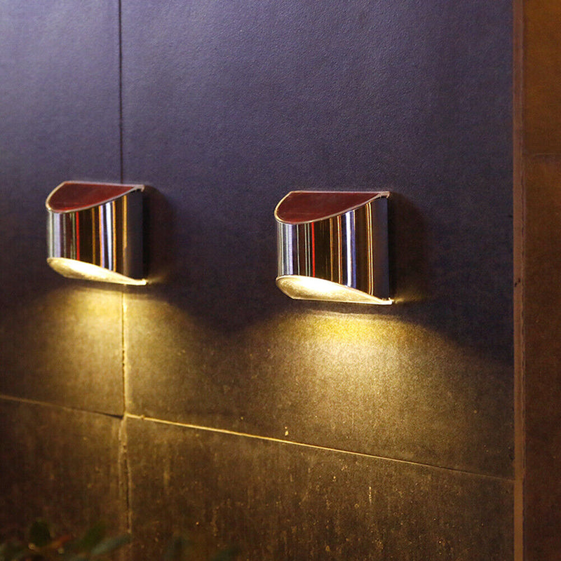 2pcs Warm White 4 LED Solar Lights Waterproof  Wall Stair Lamp for Security