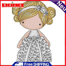 Partial Embroidery Kits White Dress Girl Cross Stitch Printed DIY 14CT Stamped