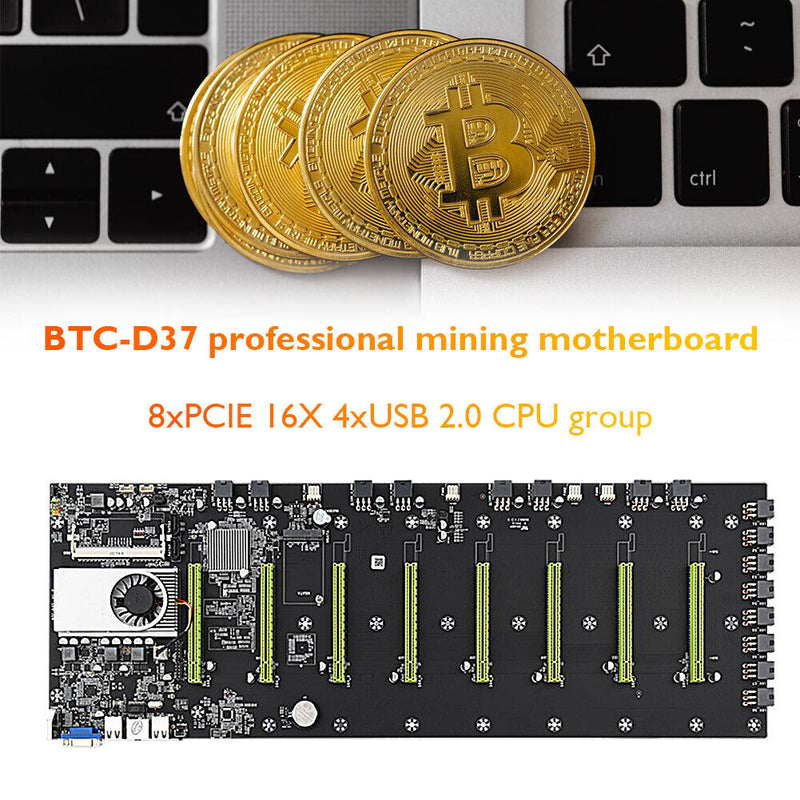 BTC-D37 Mining Motherboard Expandable 8 PCIE 16X USB2.0 DDR3 SODIMM Slot