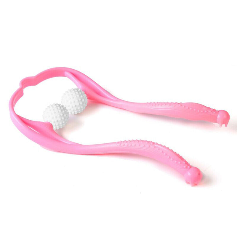 Manual Cervical Spine Massager Massage Pain Relief Neck Roller (Pink) Newly