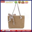 Women Straw Woven Shoulder Tote Bag Casual Silk Scarf Large Capacity Handbags