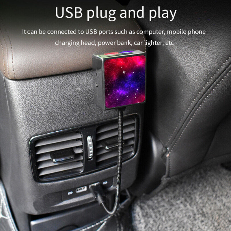 USB Car Ceiling Atmosphere Light 2-Color Starry Sky Ambient Lamp (Red+Blue)