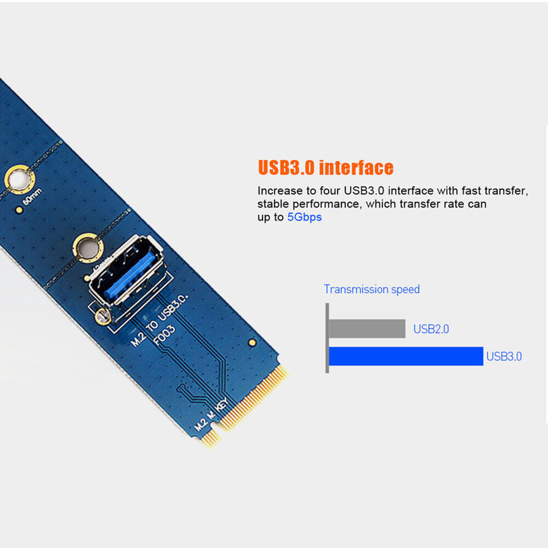 M.2 M Key NGFF to USB 3.0 Adapter Card for BTC Mining PCI-E X16 Converter