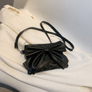 Retro Women PU Bowknot Shoulder Messenger Bag Casual Small Handbag (Black)
