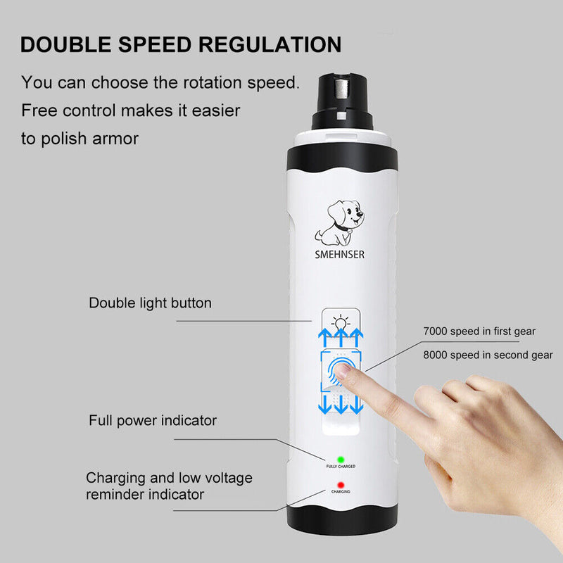 Dog Nail Grinders Pet Quiet Cat Paws Nail Cutter Trimmer with LED Light