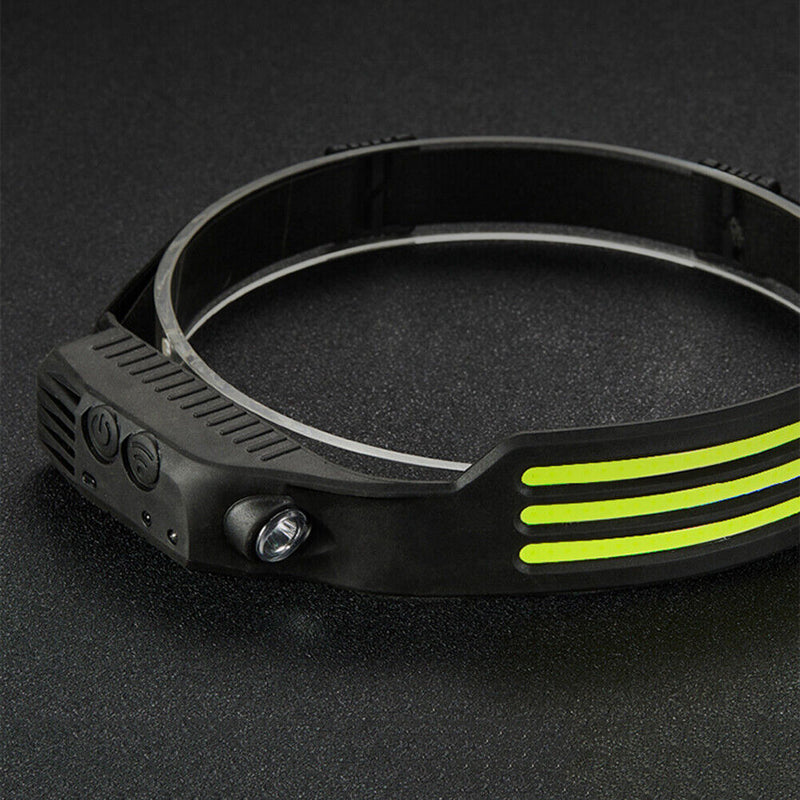 COB LED Sensor Headlight Flashlight USB Outdoor Camping Strong (C White)