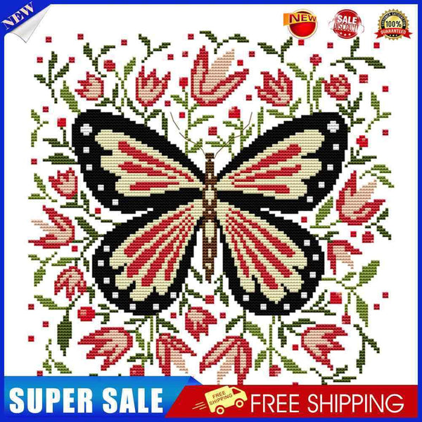 Partial Embroidery Set Needlework Cross Stitch Kit 14CT 2 Strands Butterfly