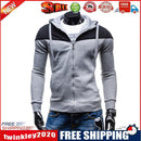 Men Spring Autumn Long-Sleeves Cardigan Hoodie Sweatershirt Coat (Grey 2XL)