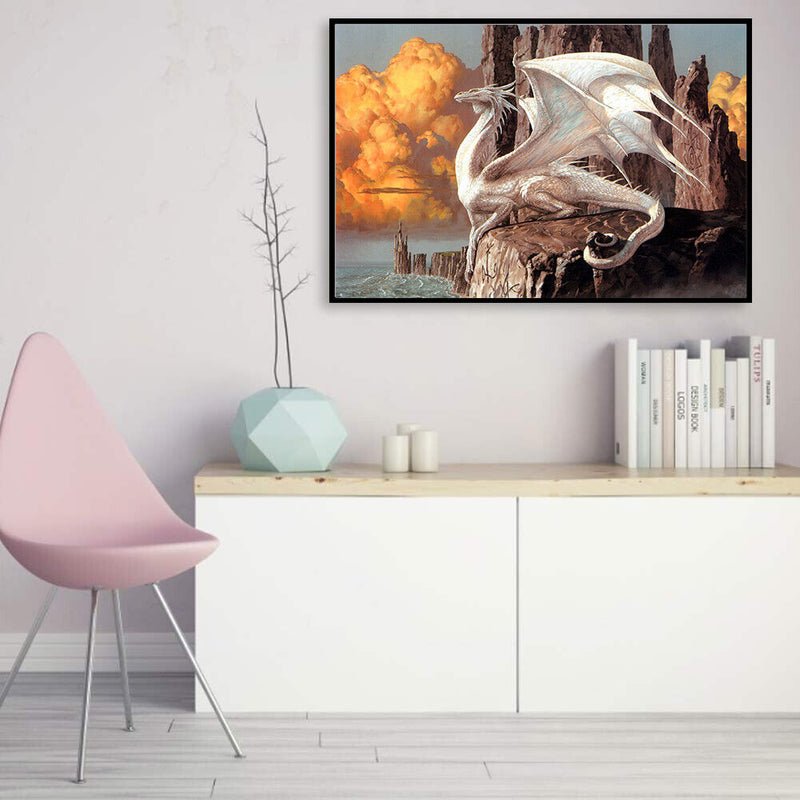 5D DIY Full Round Drill Diamond Painting Cartoon Dragon Home Wall Art Craft Gift