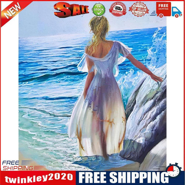Beach Girl Paint By Numbers Kit DIY Frameless Art Picture On Canvas Craft