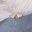 Girl Mini Fashion Jewelry Heart Pattern Rainbow Earrings Enamel Colorful Stud