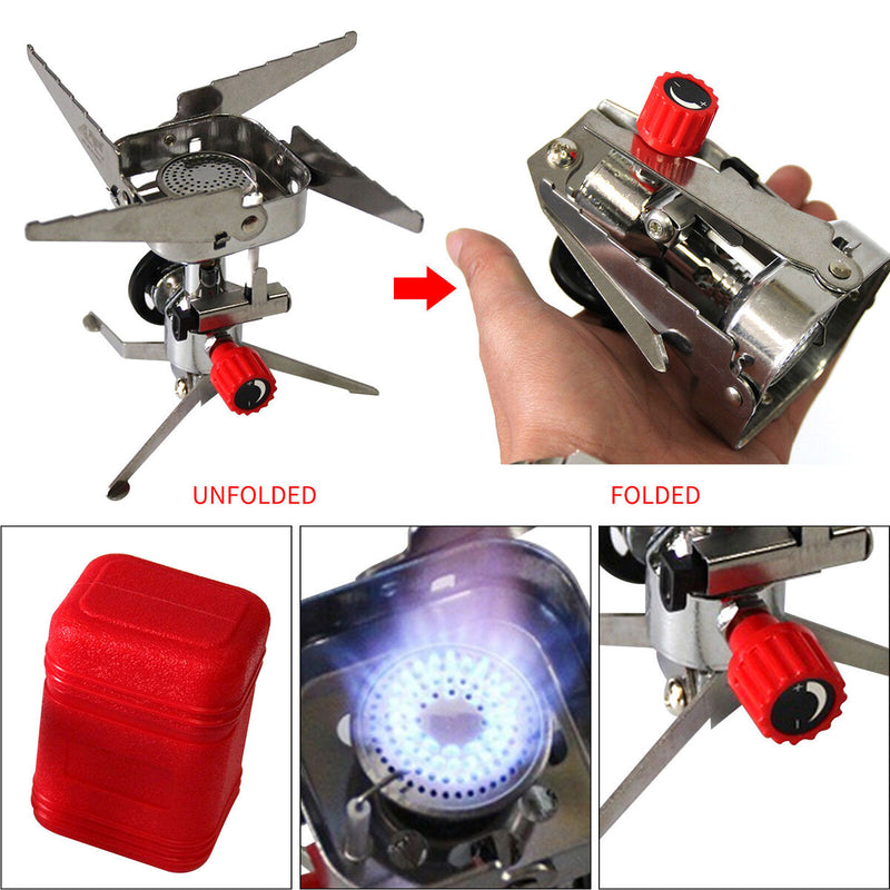 Outdoor Gas Stove Camping Cookware Backpacking Kit Gas Stove for BBQ Survival