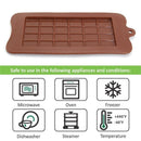 Square Chocolate Mold Bar Block Ice Silicone Cake Candy Bake Mould-Coffee W1H7