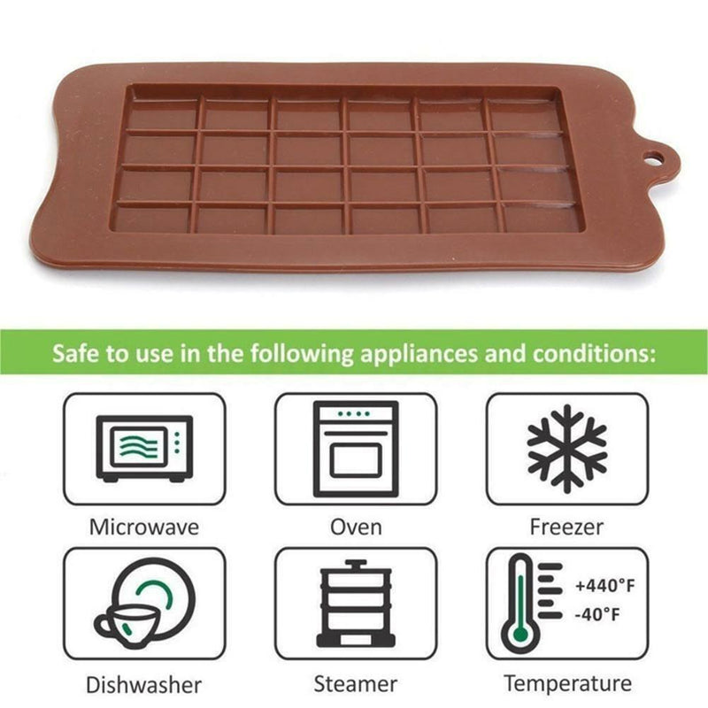 Square Chocolate Mold Bar Block Ice Silicone Cake Candy Bake Mould-Coffee W1H7