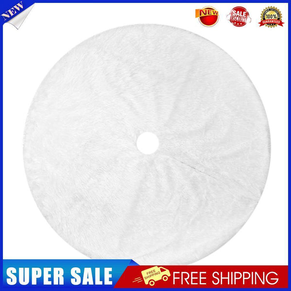 Pure White Hairy Christmas Plush Tree Skirt Home Party Decor Crafts (90cm)