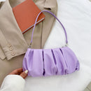 Pleated Shoulder Handbag Women PU Elegant Underarm Cloud Bags (Purple)