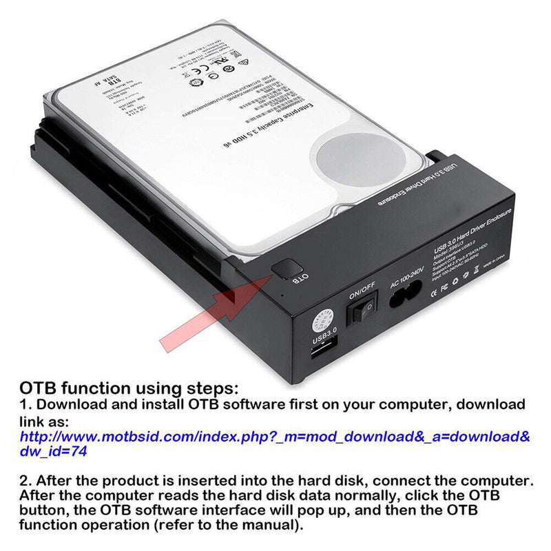 396U3 USB 3.0 to SATA III 2.5 3.5 inch HDD SSD Hard Drive Enclosure Tool Free