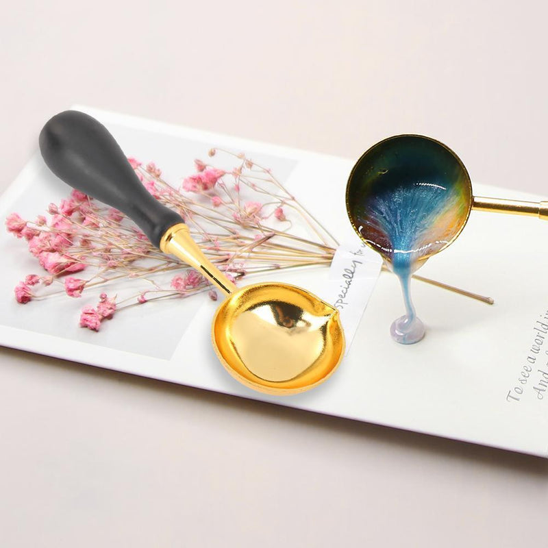 Copper fire color seal paint spoon wood handle burning melting stamp metalw
