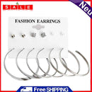 Aediea 6 Pairs Simple Fashion Women Girls Geometric Creole Earrings, Schm