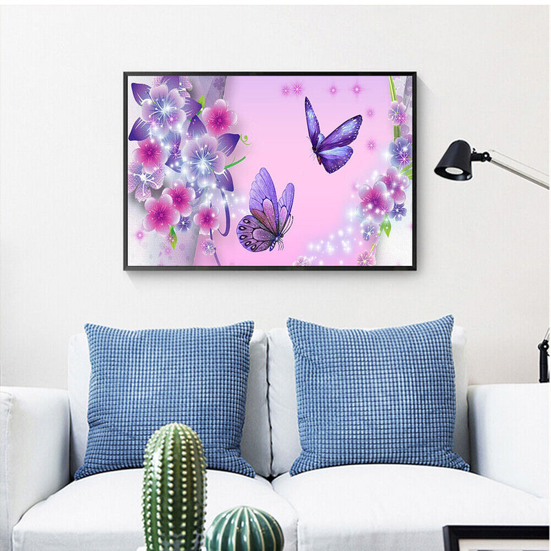 Flying Butterfly 5D DIY Full Round Diamond Painting Rhinestones Digital Mosaic