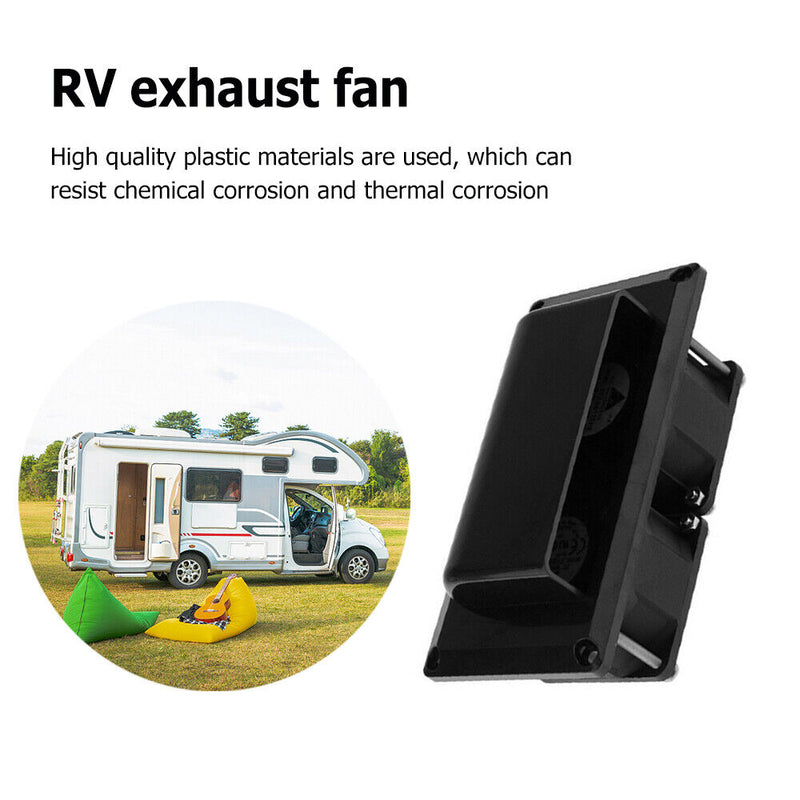 12V Caravan Motorhome Trailer Side Air Vent Fan RV Exhaust Fans (Black) Newly