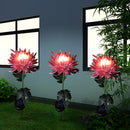Solar Power Chrysanthemum Ground Light Flower Outdoor Garden Decor (Pink) Newly