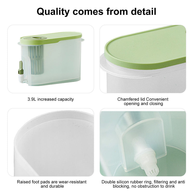 Plastic Cold Kettle with Faucet Large Capacity Beverage Container (Green) Newly