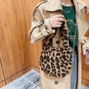Retro Flower Leopard Print Plush Small Shoulder Bag Women Winter Messenger Bags