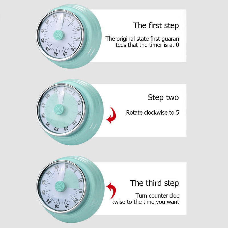 Kitchen Baking Countdown Magnetic Stainless Steel Mechanical Timer (Blue)