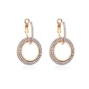 Geometric Rhinestone Hoop Dangle Flicker Bright Earrings Double Round Circle