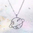 Korean Planet Star Pendant Necklace Zircon Universe Women Clavicle Chain Jewe