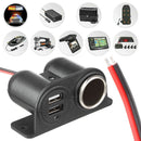 Universal 12V/24V Two USB Port Car Cigarette Lighter Power Adapter Fast Charger