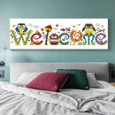 Owl Welcome Sign 14CT Counted Embroidery DIY Cotton Thread Partial Cross Stitch