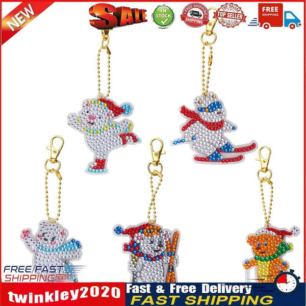Snow Sports Diamond Painting Keychain DIY Crystal Drill Key Ring (YS015) Newly