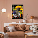 Full Stamped Cross American Flag Sunflower DIY 11CT Eco-Cotton Thread Needlework