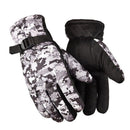 Winter Men Warm Skiing Fleece Gloves with Buckle Thickened (Camo Grey)