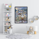5D DIY Full Drill Round Shape Christmas Village Rhinestone Diamond Drawing Kit