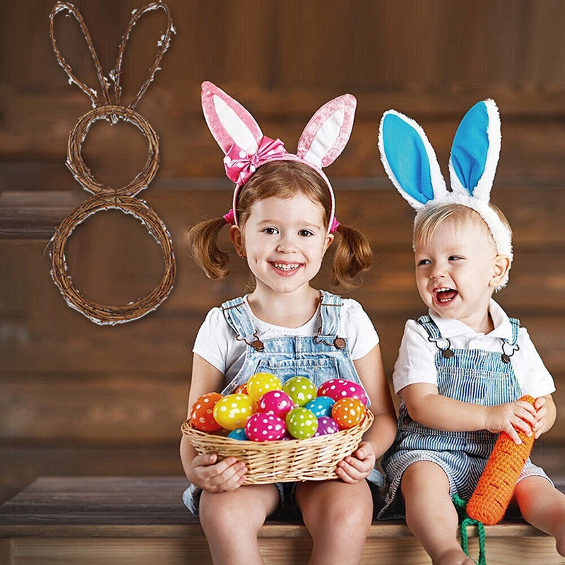 Handmade Easter Bunny Wreath DIY Folded Rattan Wreath Decoration (60cm)