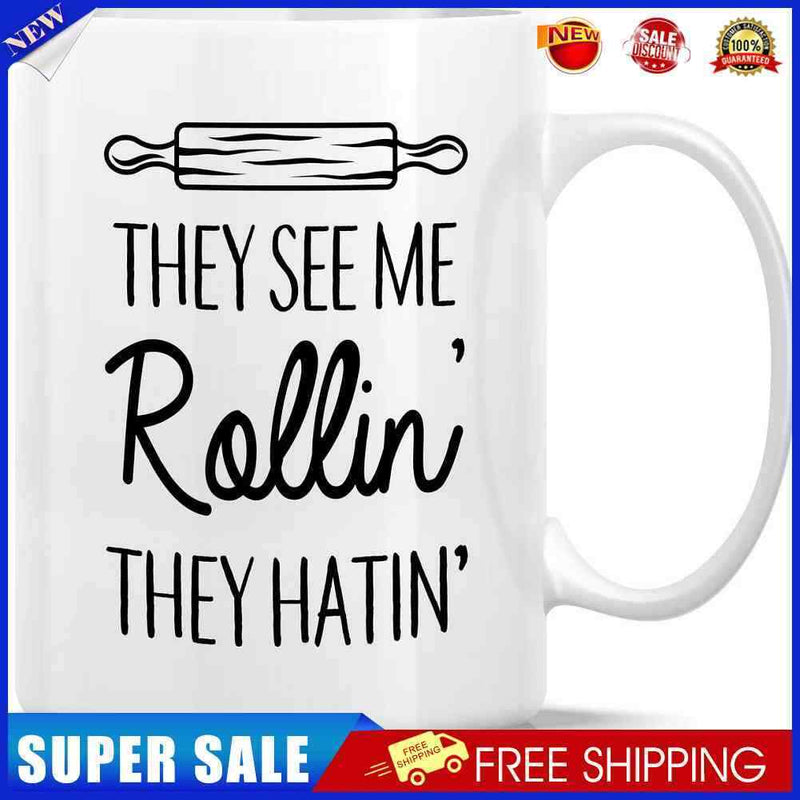 Rolling Pin Prints Ceramic Cup Coffee Breakfast Milk Tea Drink Handle Mugs