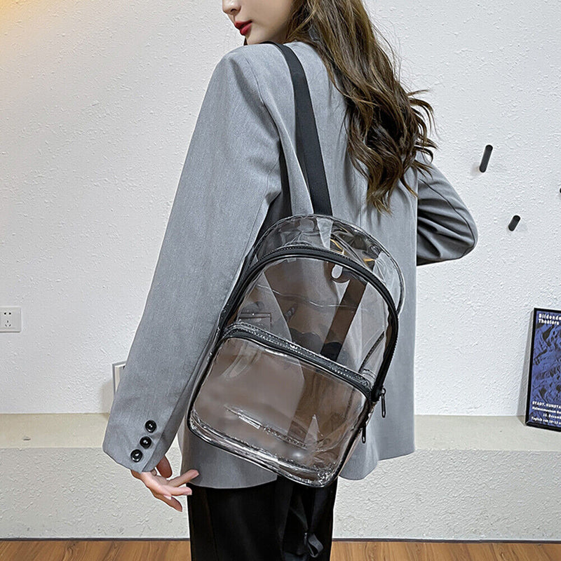 Casual PVC Clear Waterproof Student School Bag Travel Zipper Shoulder Handbag