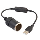 5V USB Male to 12V Cigarette Lighter Socket Converter Adapter for Car