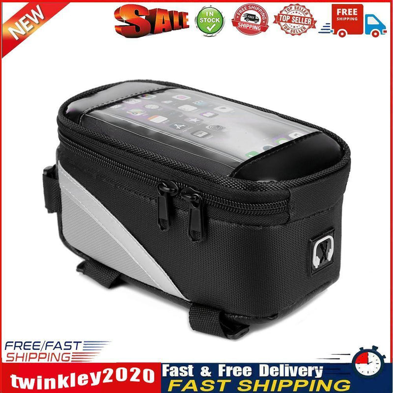 MTB Bike Bag Front Top Tube Touch Screen Mobile Phone Holder Case (Black) Newly