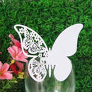 50 Pcs Butterfly Place Escort Wine Glass Paper Card for Wedding Party White