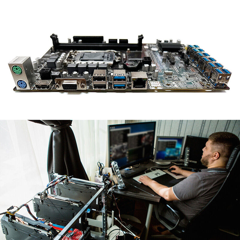 B250C DDR4 BTC USB3.0 to PCI-E 16X Mining Motherboard G3900/G3930 CPU Kit Newly